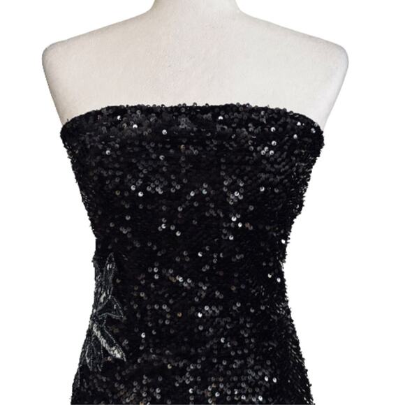 Gianni Bini Dress Vida Black Sequin Strapless Formal Black Tie Midi Size 2 NEW - Picture 5 of 15
